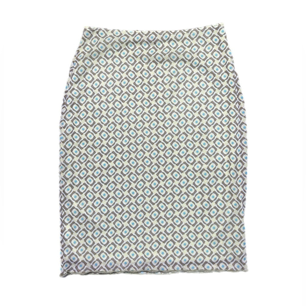 Vintage Ams Geometric Print Pencil Skirt in Light Blue & Green